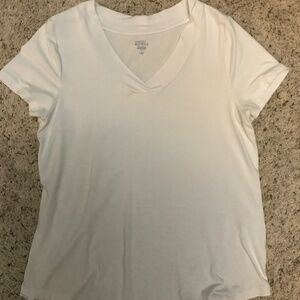 White spandex stretchy v neck top